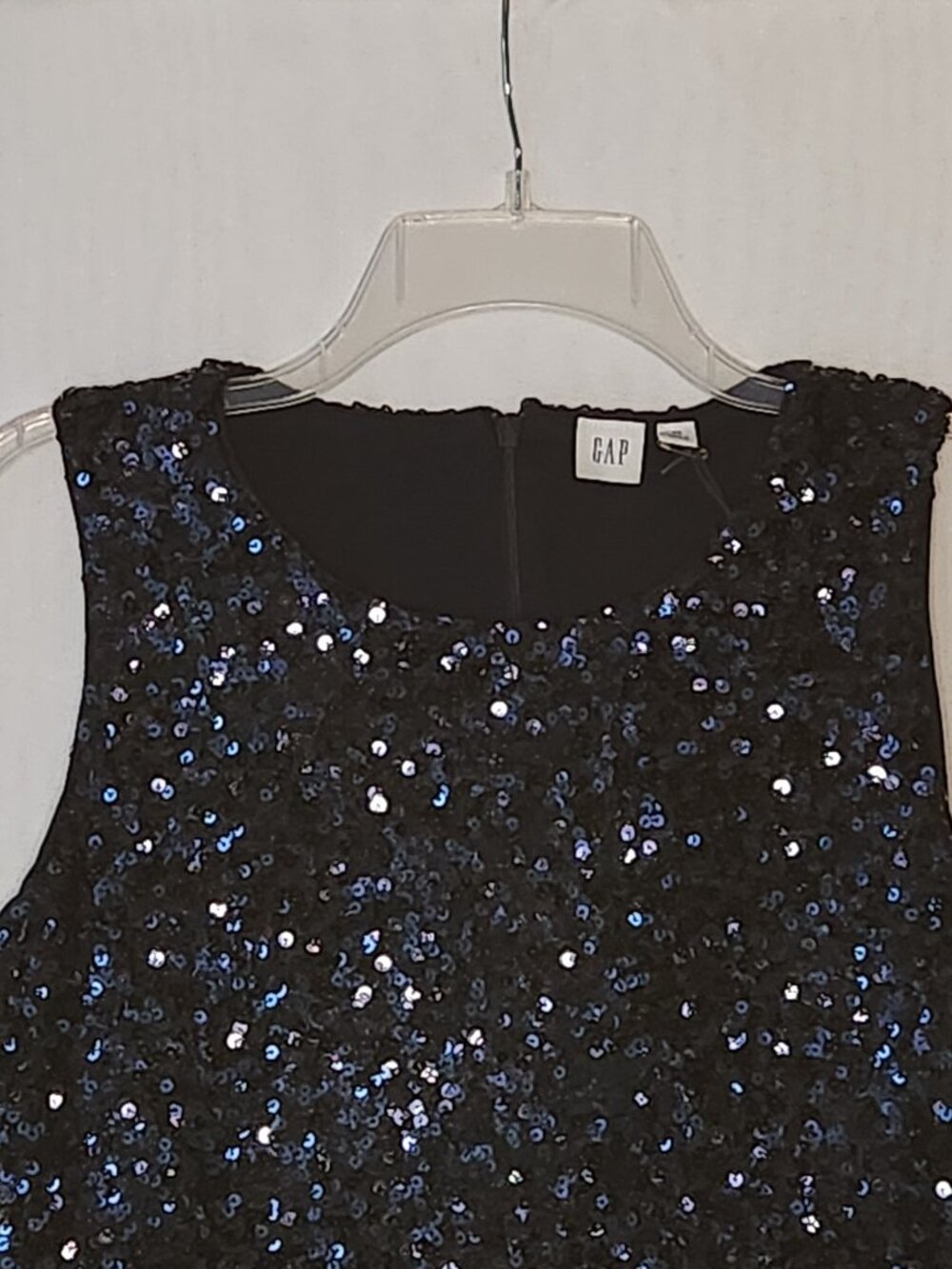 GAP Sequin Blouse Sleeveless Blue Fully Lined XS - Picture 2 of 6